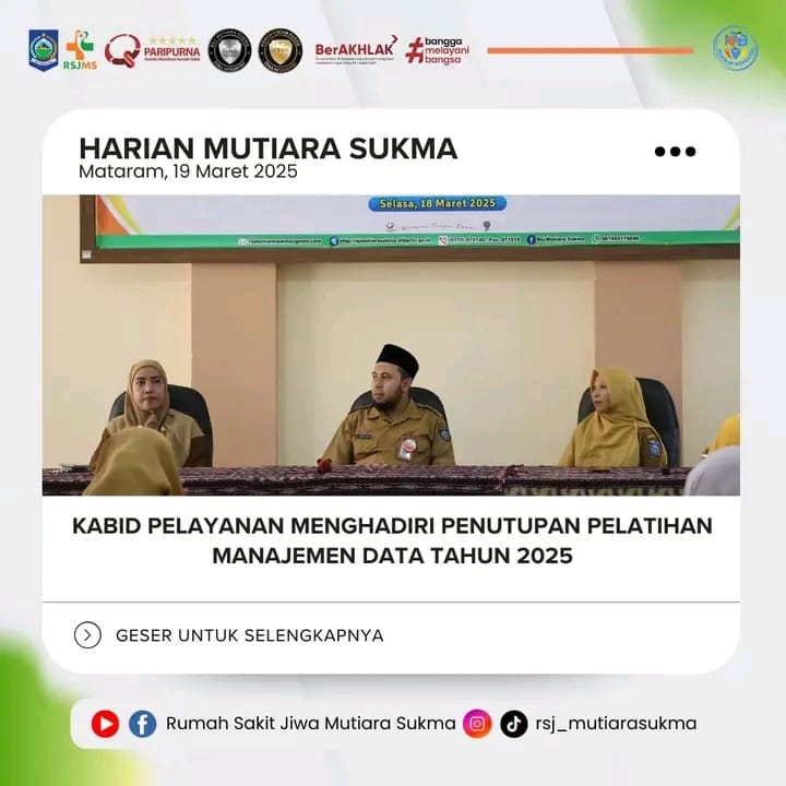 KABID PELAYANAN MENGHADIRI PENUTUPAN PELATIHAN MANAJEMEN DATA TAHUN 2025